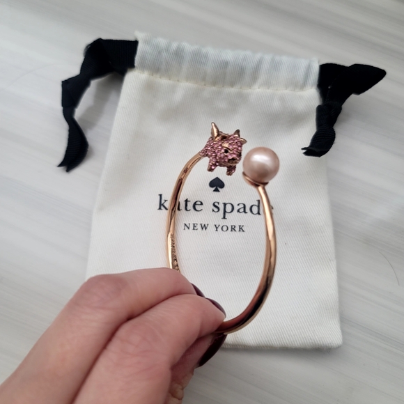 Kate Spade Rose Gold Bangle with Pink Flying Pig and Pearl - Picture 2 of 2